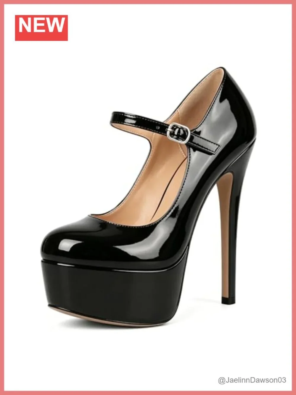 6 Inch Stiletto Heel Platform Mary Jane Pumps Round Toe Ankle Strap Party Dress